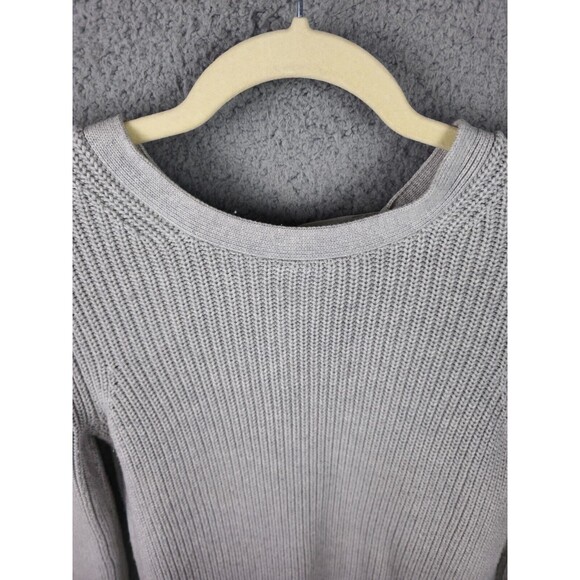 Banana Republic Sweater Womens M Gray Pullover Lace Up Tie Back Chunky Ribbed - Picture 3 of 11